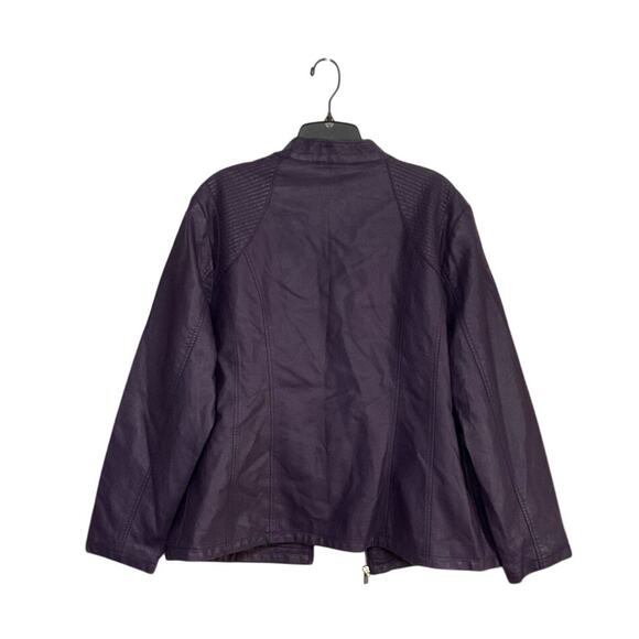 Christopher & Banks Faux Leather Purple Plum Moto Jacket Womens Size X-Large - Picture 4 of 8
